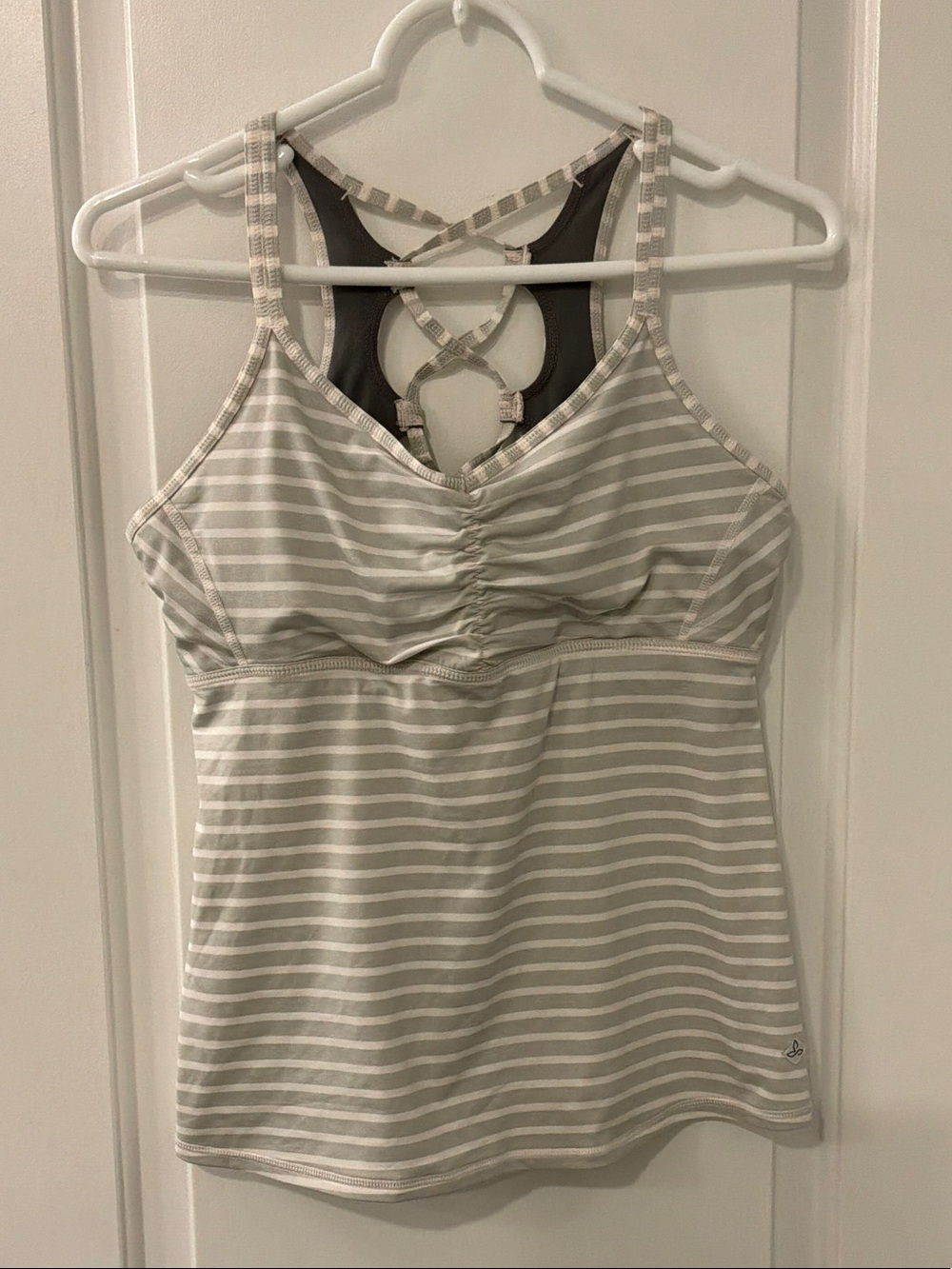 Prana Filament Criss Cross Back Striped Bra Top